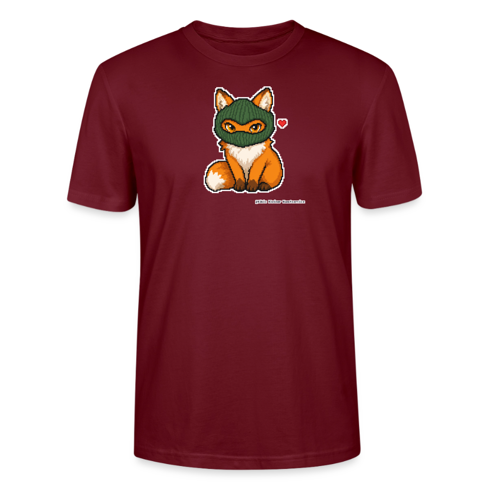 Fuchs mit grüner Sturmhaube T-Shirt - Unisex & Bio - Burgunderrot