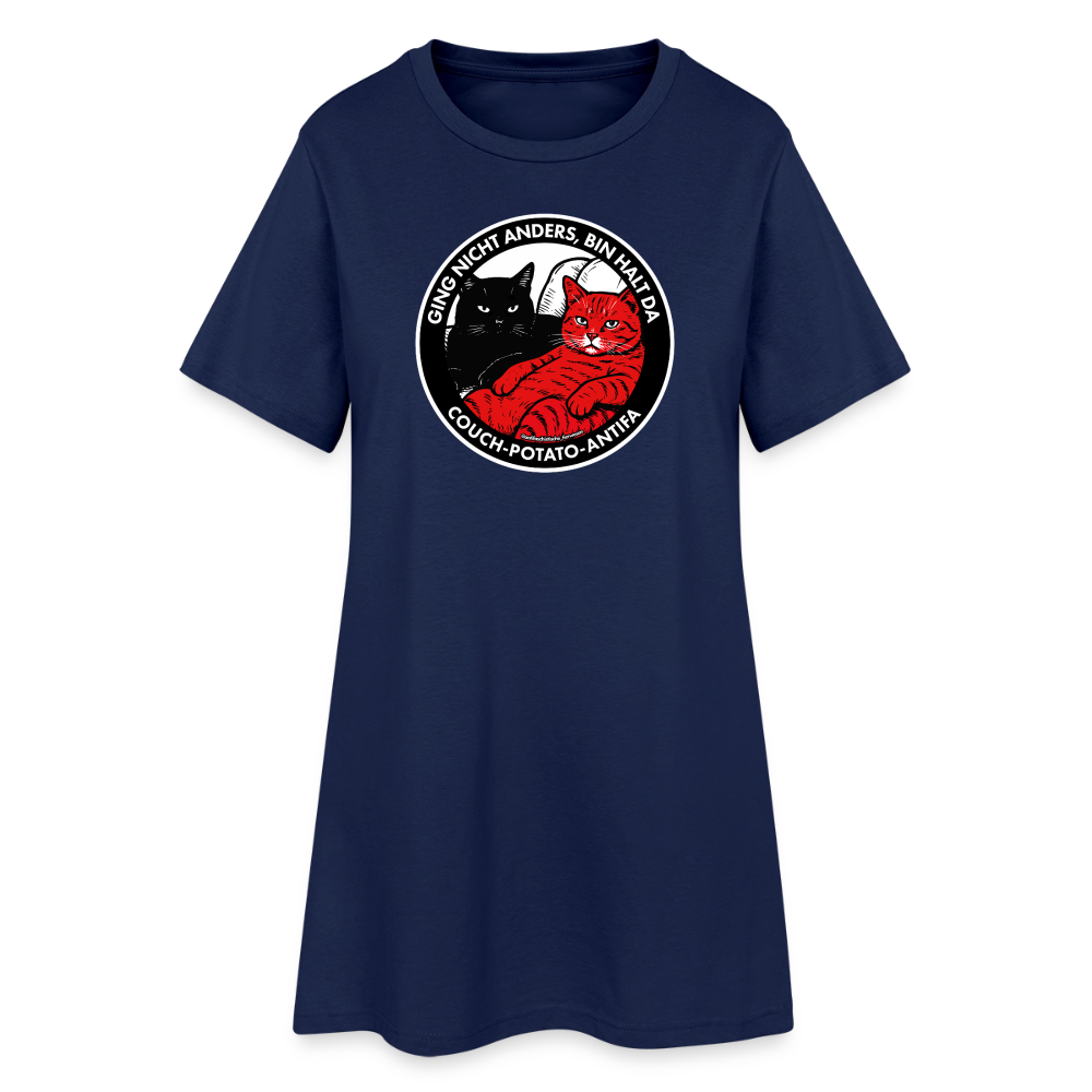 Couch-Potato-Antifa T-Shirt-Kleid - Light Navy
