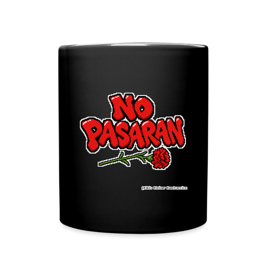 No Pasarán mit Nelke Keramik-Tasse - Schwarz