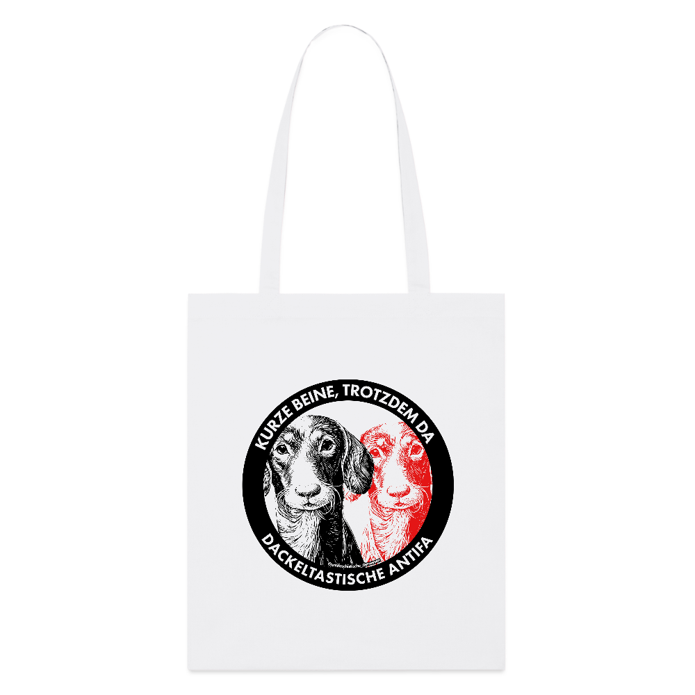 Dackeltastische Antifa Stoffbeutel - Unisex & Bio - Weiß