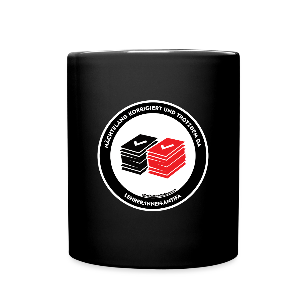 Lehrer:innen-Antifa Keramik-Tasse - Schwarz