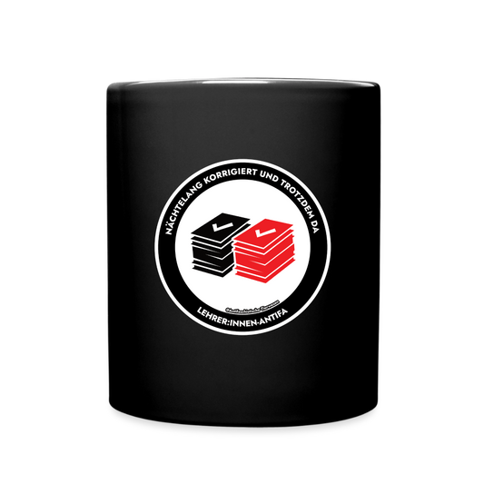 Lehrer:innen-Antifa Keramik-Tasse - Schwarz