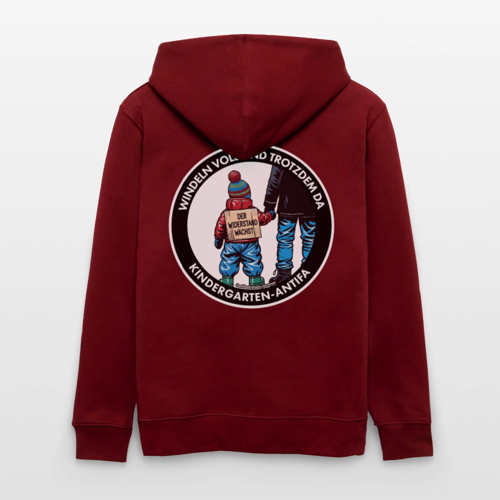 Kindergarten-Antifa Kapuzenjacke - Unisex & Bio - Burgunderrot