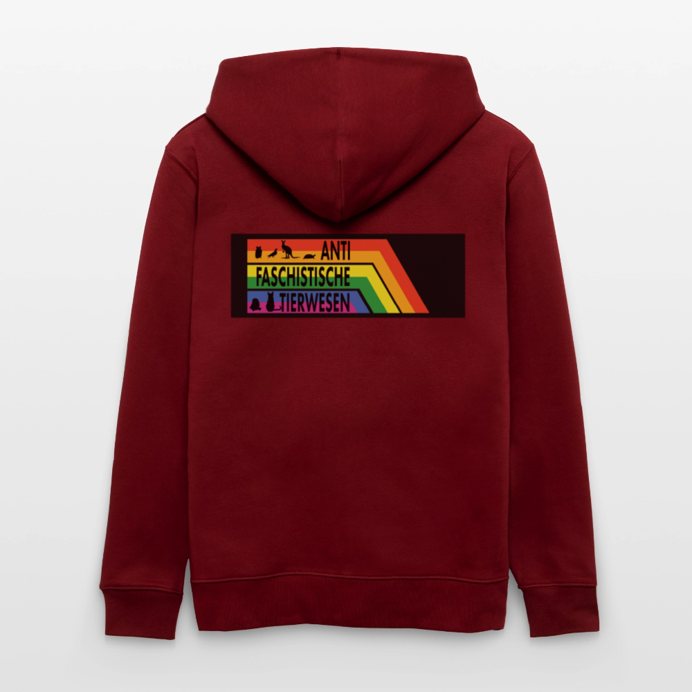 Antifaschistische Tierwesen Kapuzenjacke - Unisex & Bio - Burgunderrot