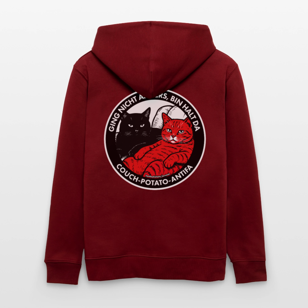 Couch-Potato-Antifa Kapuzenjacke - Unisex & Bio - Burgunderrot