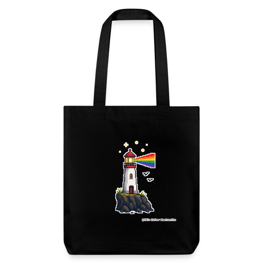 Regenbogen-Leuchtturm Stoffbeutel - Recycelt Heavyweight - Schwarz