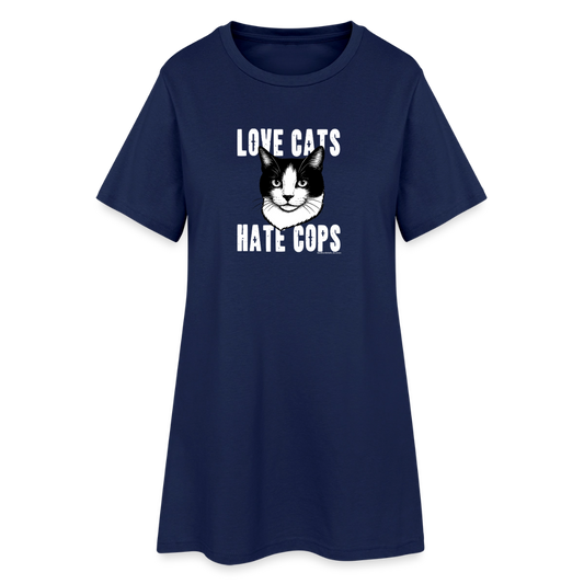 Love Cats T-Shirt-Kleid - Light Navy