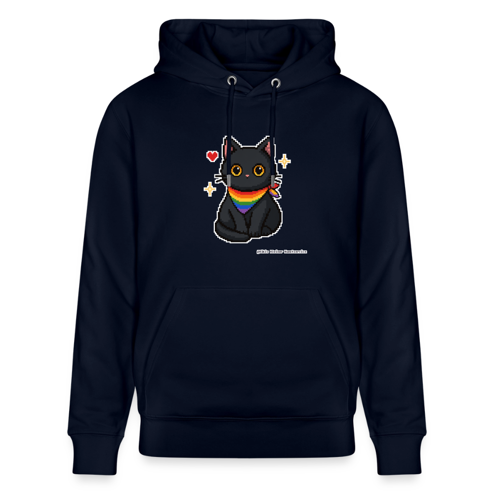 Katze mit Regenbogentuch Hoodie - Unisex & Bio - Navy