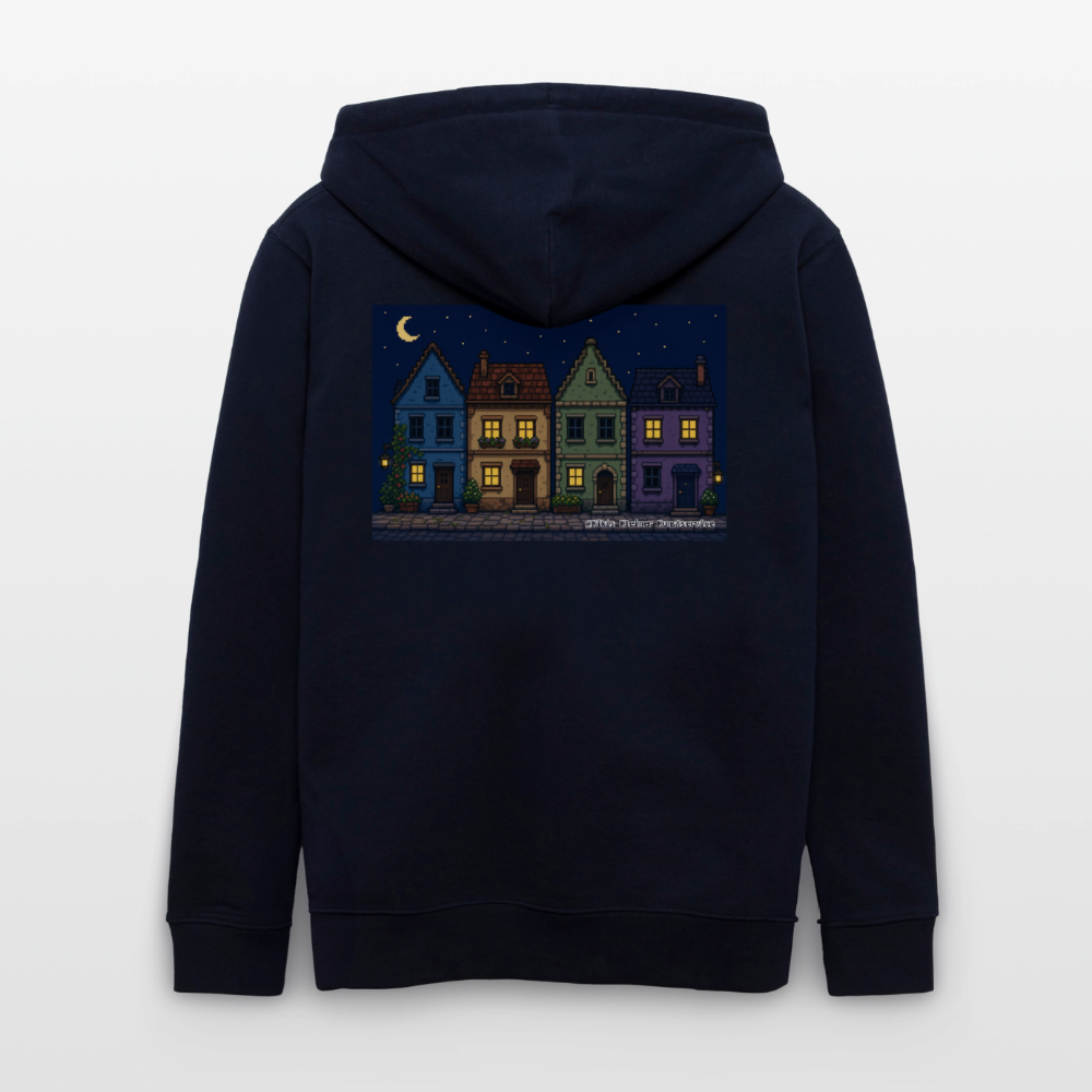 Häuser bei Nacht Kapuzenjacke - Unisex & Bio - Navy