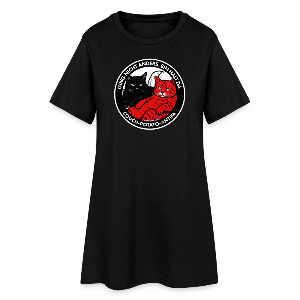 Couch-Potato-Antifa T-Shirt-Kleid - Schwarz
