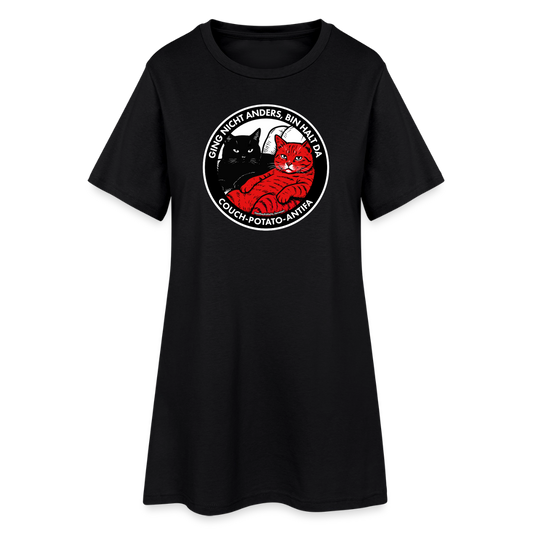 Couch-Potato-Antifa T-Shirt-Kleid - Schwarz
