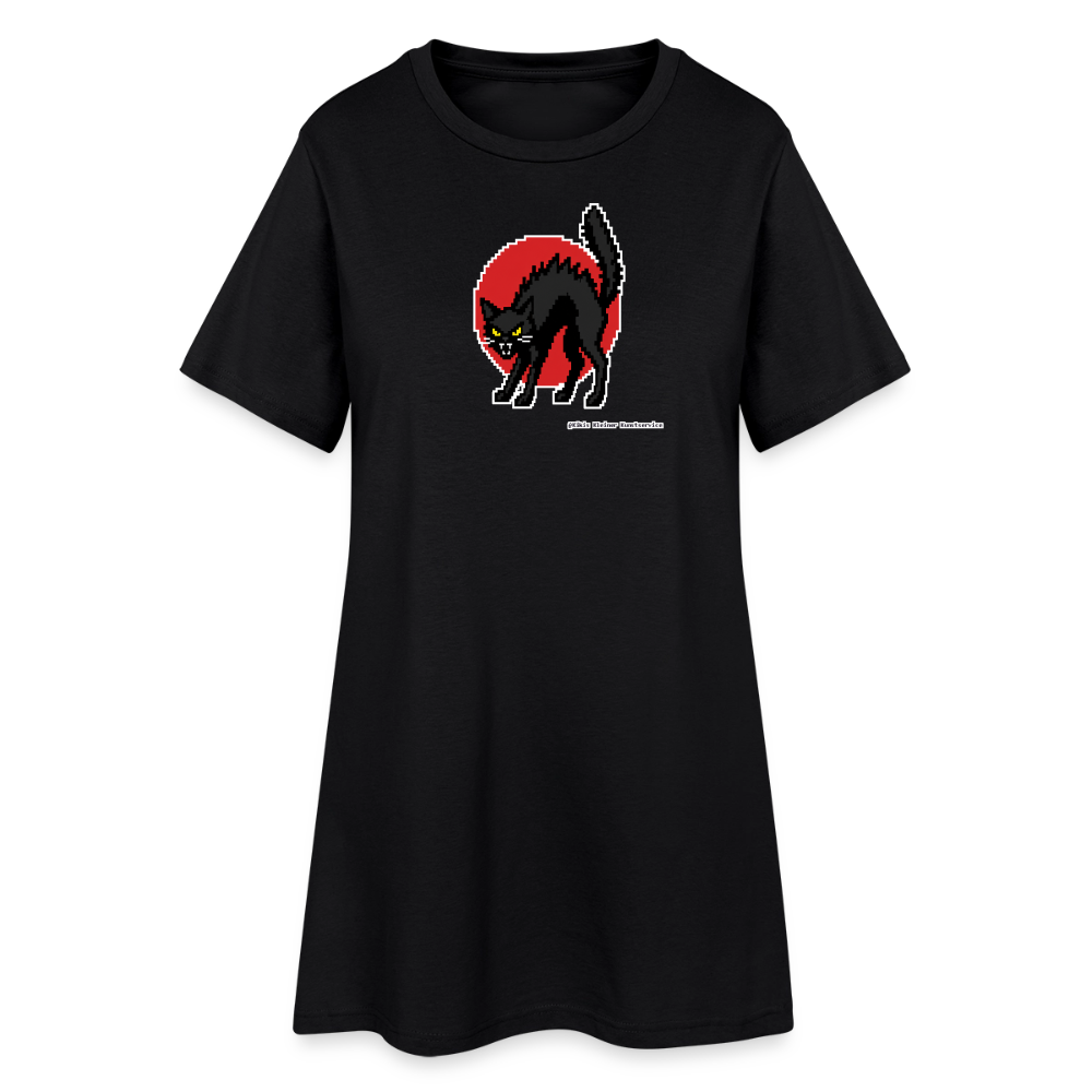 Sabotagekatze T-Shirt-Kleid - Schwarz