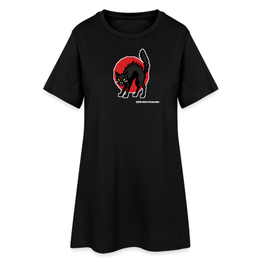 Sabotagekatze T-Shirt-Kleid - Schwarz