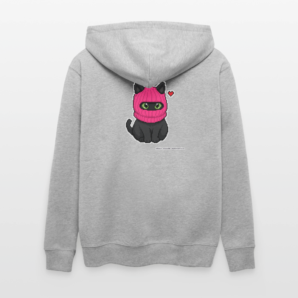 Katze mit pinker Sturmhaube Kapuzenjacke - Unisex & Bio - Grau meliert