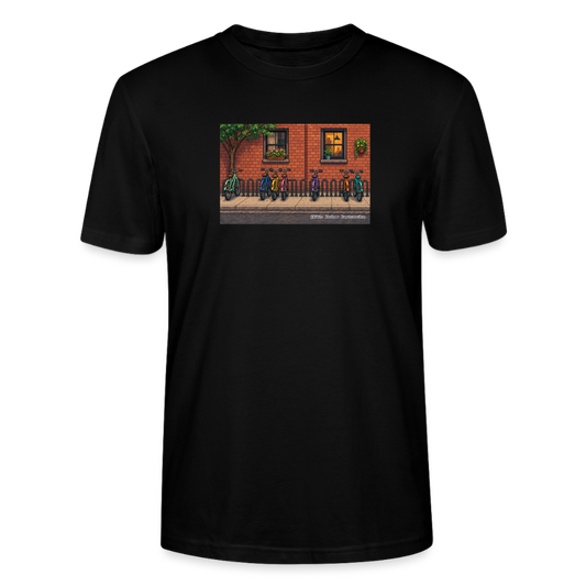 Fahrräder an der Backsteinwand T-Shirt - Unisex & Bio - Schwarz