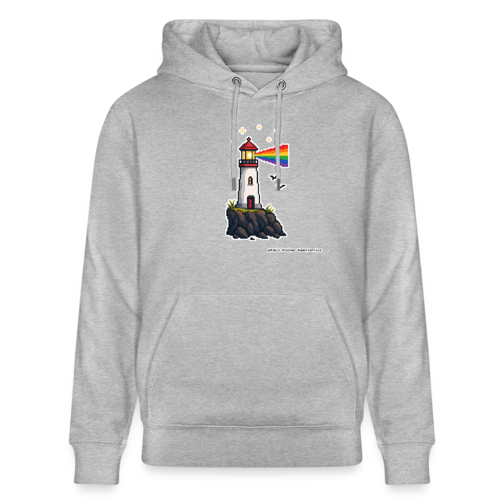 Regenbogen-Leuchtturm Hoodie - Unisex & Bio - Grau meliert