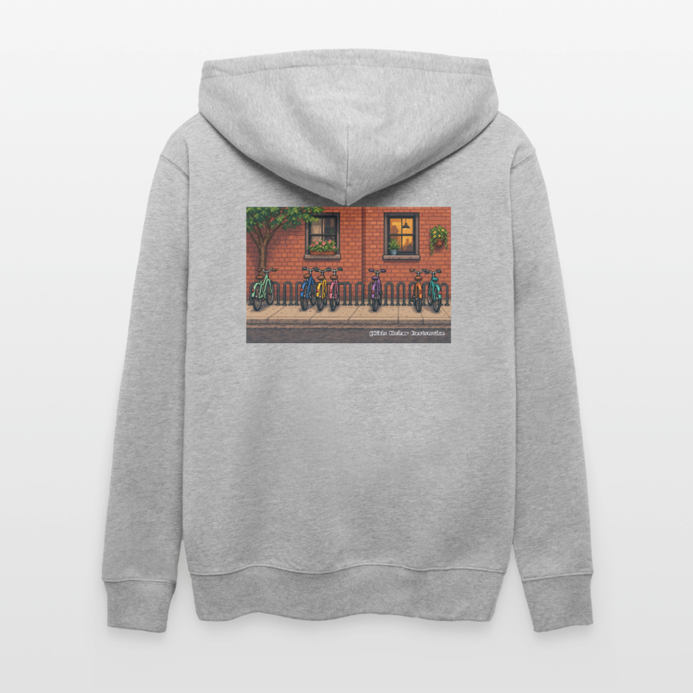 Fahrräder an der Backsteinwand Kapuzenjacke - Unisex & Bio - Grau meliert