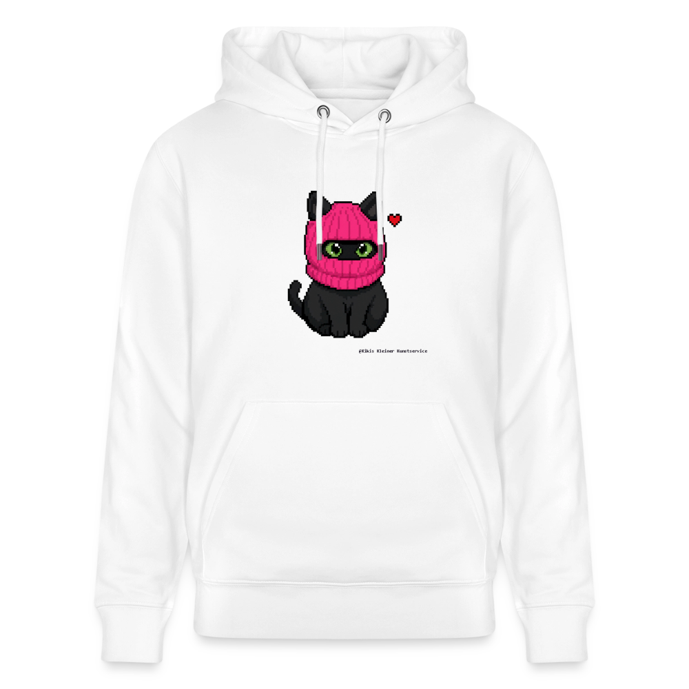 Katze mit pinker Sturmhaube Hoodie - Unisex & Bio - Weiß