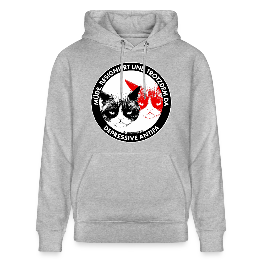Depressive Antifa - Grumpy Cat Hoodie - Unisex & Bio - Grau meliert