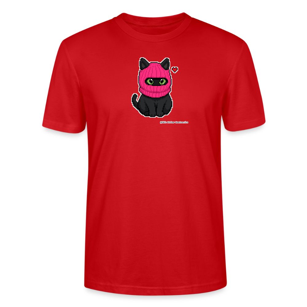 Katze mit pinker Sturmhaube T-Shirt - Unisex & Bio - Rot