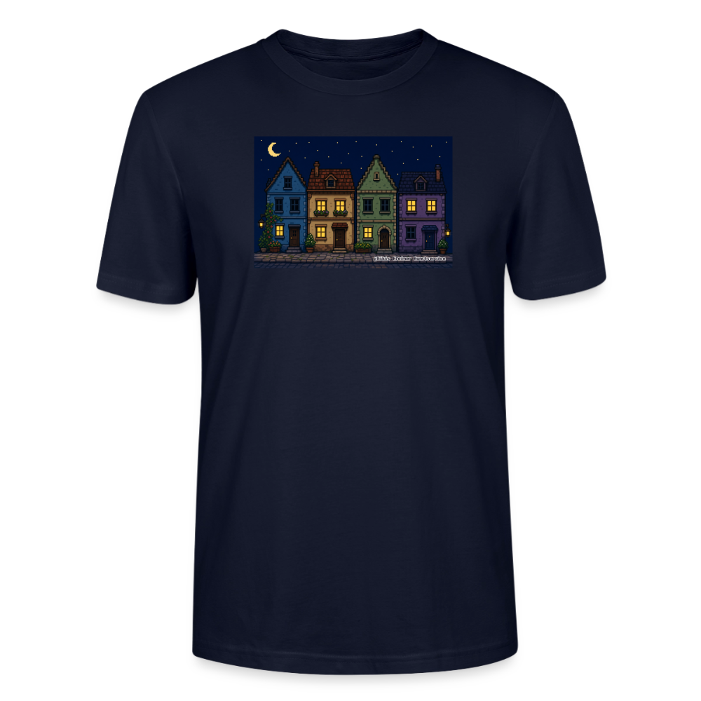 Häuser bei Nacht T-Shirt - Unisex & Bio - Navy