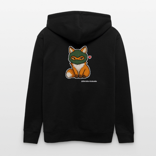 Fuchs mit grüner Sturmhaube Kapuzenjacke - Unisex & Bio - Schwarz