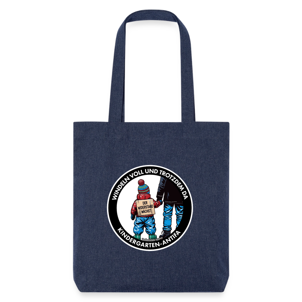 Kindergarten-Antifa Stoffbeutel - Recycelt Heavyweight - melange Blue