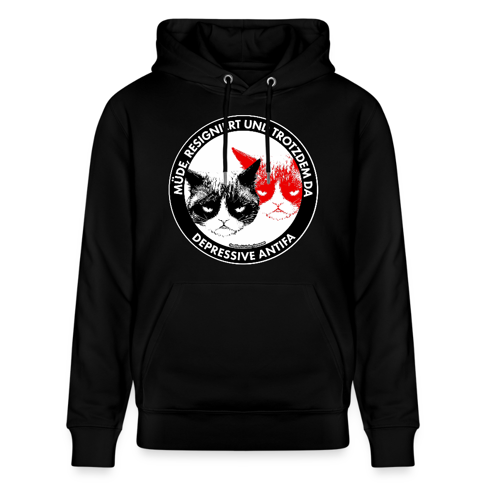 Depressive Antifa - Grumpy Cat Hoodie - Unisex & Bio - Schwarz