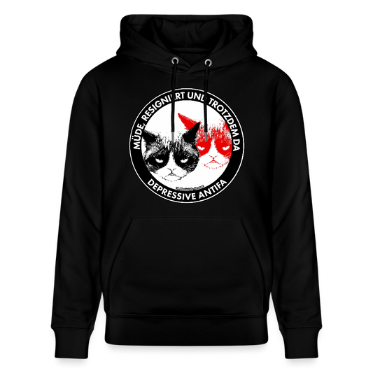 Depressive Antifa - Grumpy Cat Hoodie - Unisex & Bio - Schwarz