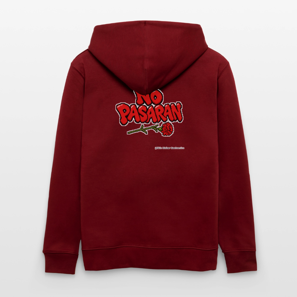 No Pasarán mit Nelke Kapuzenjacke - Unisex & Bio - Burgunderrot