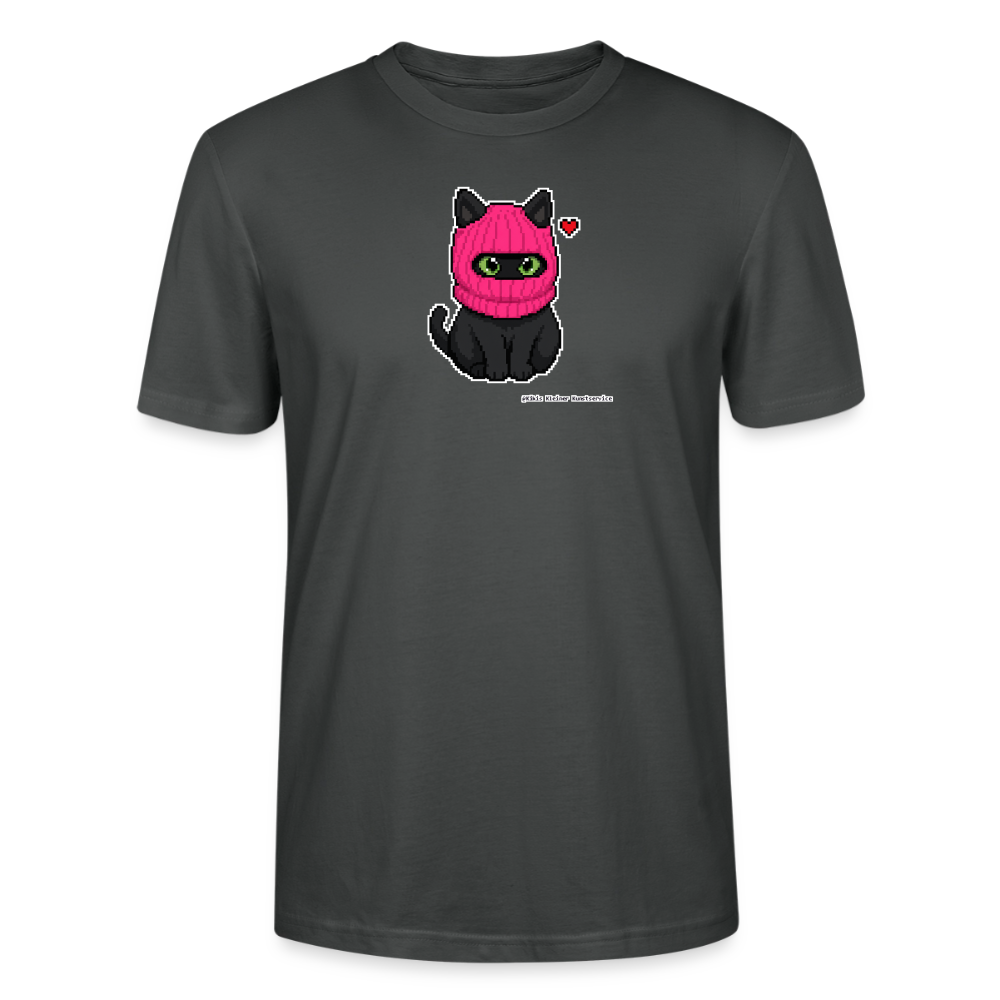 Katze mit pinker Sturmhaube T-Shirt - Unisex & Bio - Anthrazit