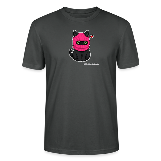 Katze mit pinker Sturmhaube T-Shirt - Unisex & Bio - Anthrazit