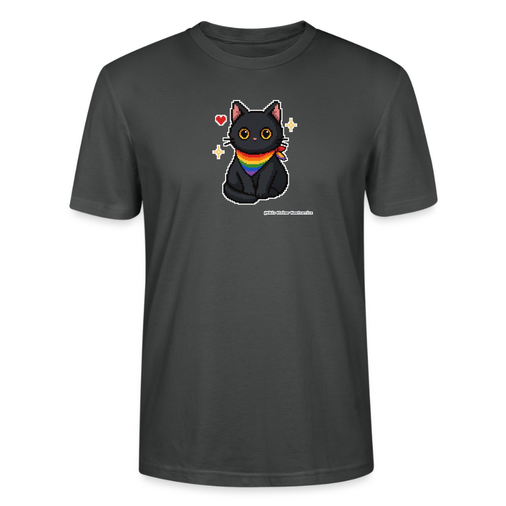 Katze mit Regenbogentuch T-Shirt - Unisex & Bio - Anthrazit