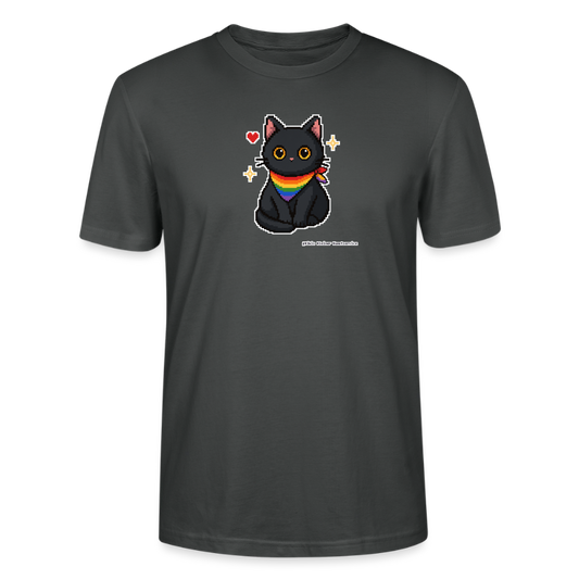 Katze mit Regenbogentuch T-Shirt - Unisex & Bio - Anthrazit