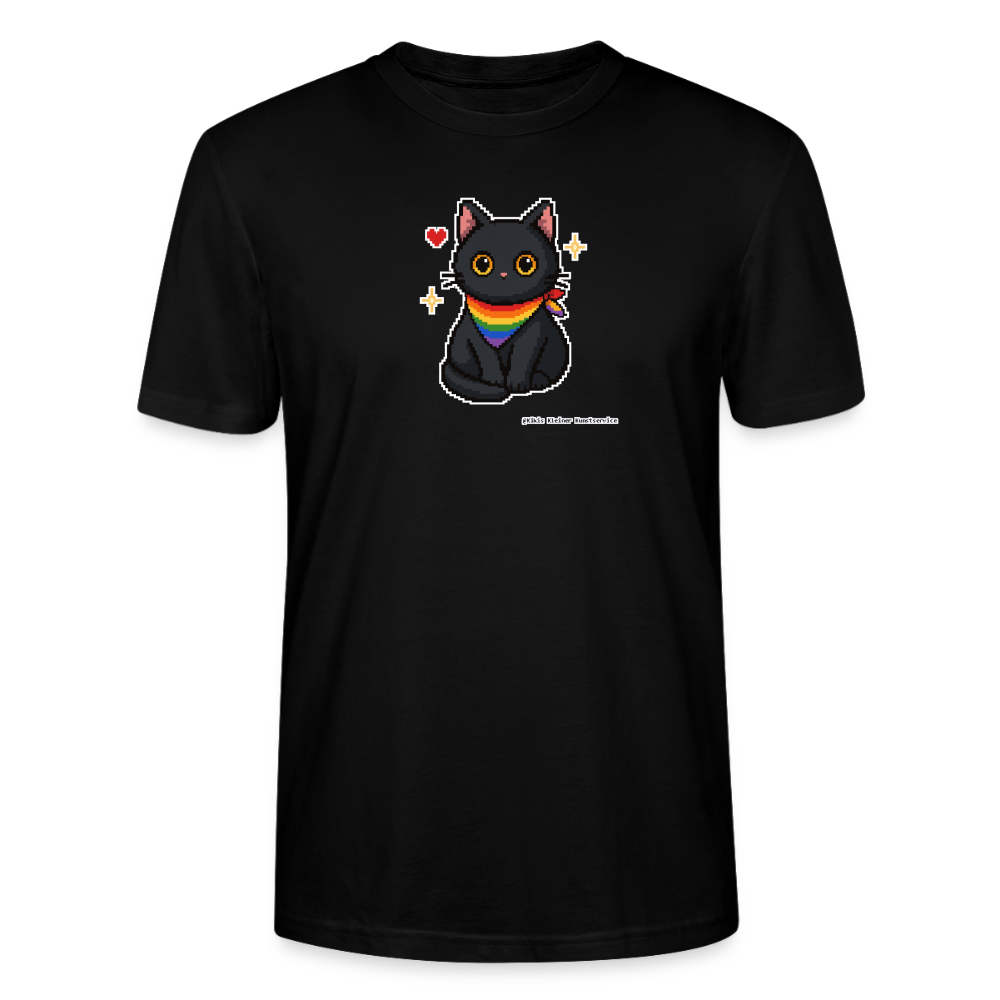 Katze mit Regenbogentuch T-Shirt - Unisex & Bio - Schwarz