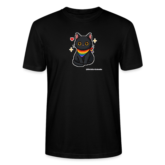 Katze mit Regenbogentuch T-Shirt - Unisex & Bio - Schwarz