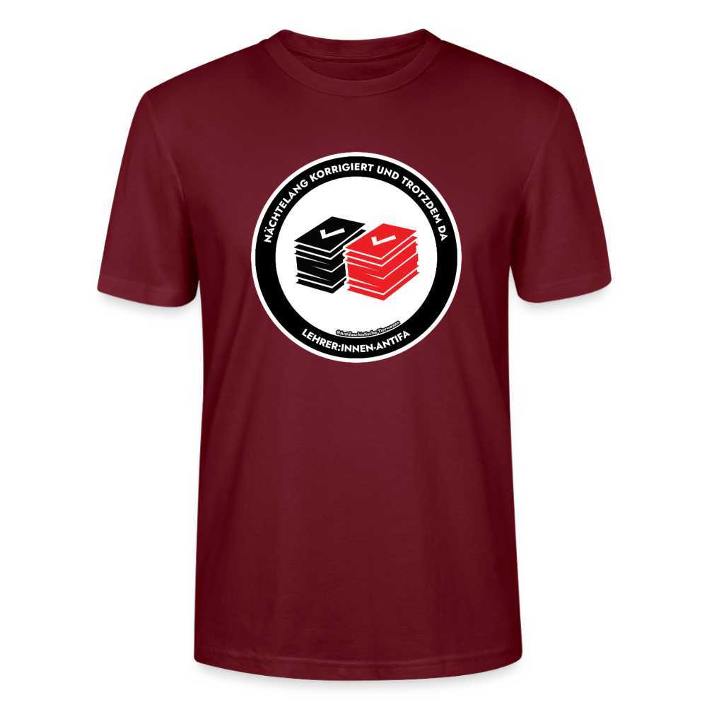 Lehrer:innen-Antifa T-Shirt - Unisex & Bio - Burgunderrot