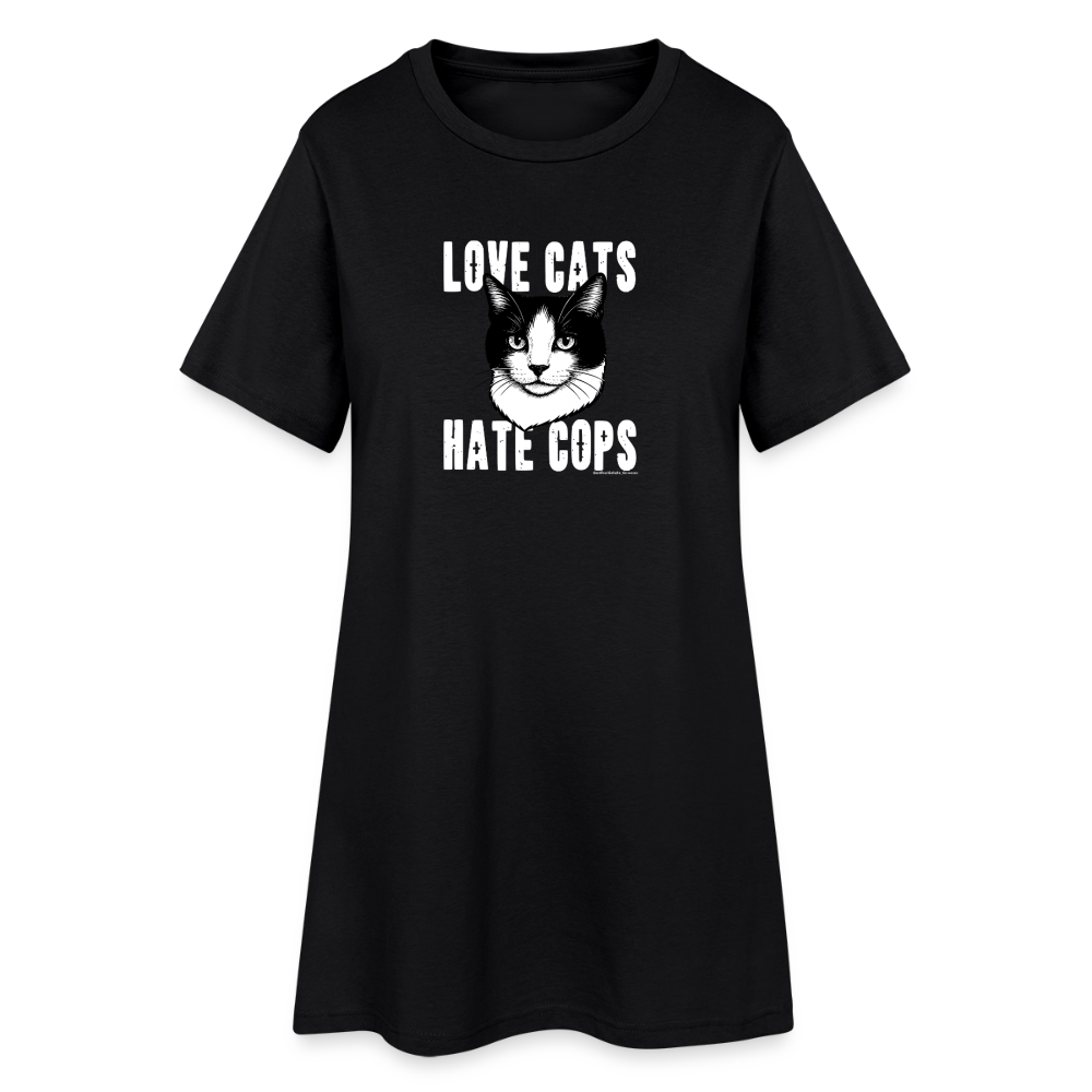 Love Cats T-Shirt-Kleid - Schwarz