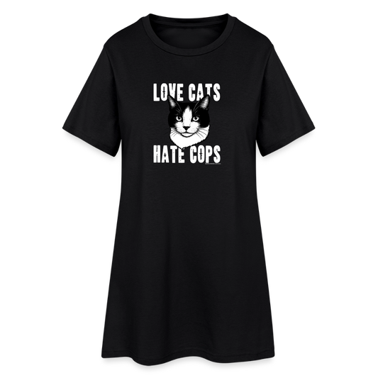 Love Cats T-Shirt-Kleid - Schwarz