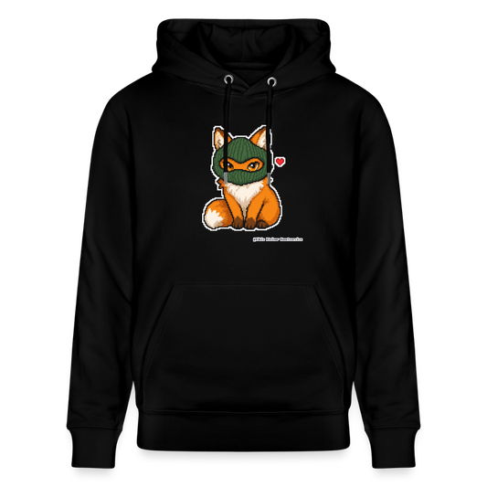 Fuchs mit grüner Sturmhaube Hoodie - Unisex & Bio - Schwarz