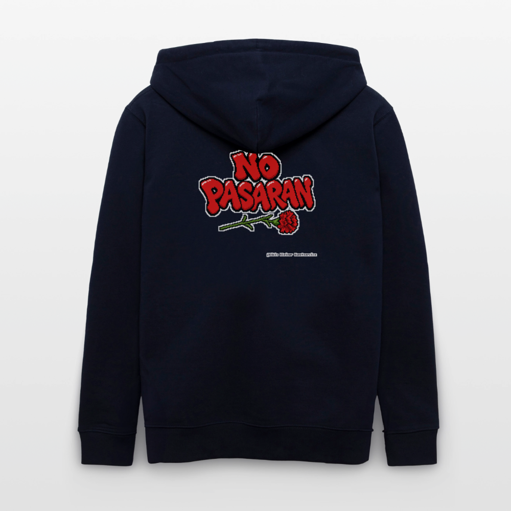 No Pasarán mit Nelke Kapuzenjacke - Unisex & Bio - Navy
