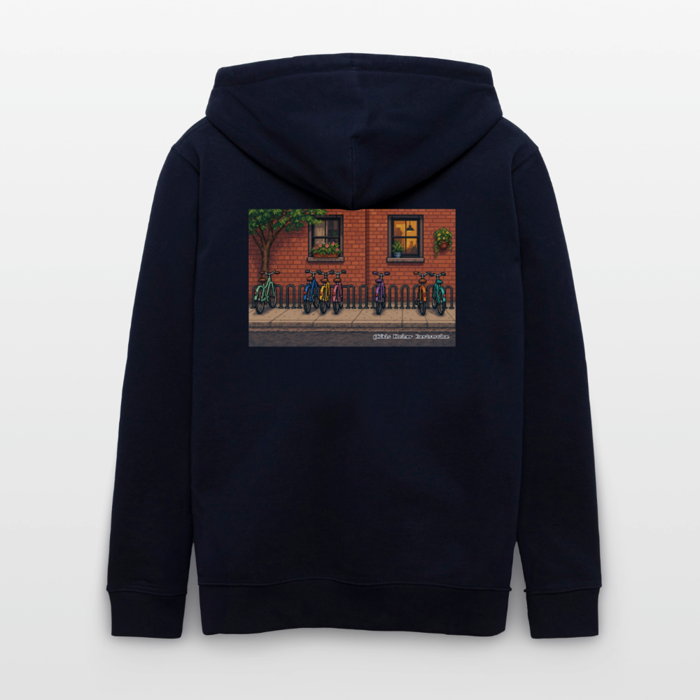Fahrräder an der Backsteinwand Kapuzenjacke - Unisex & Bio - Navy