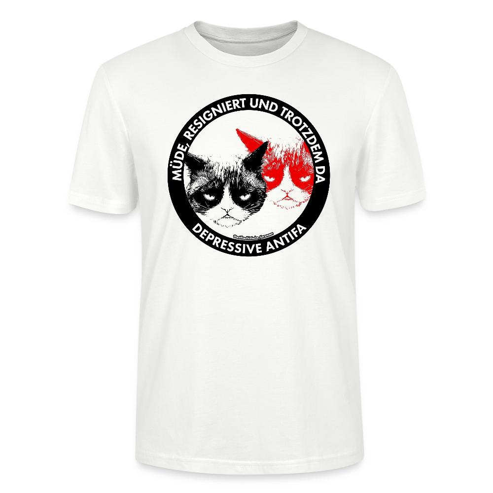 Depressive Antifa - Grumpy Cat T-Shirt - Unisex & Bio - Weiß