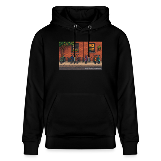 Fahrräder an der Backsteinwand Hoodie - Unisex & Bio - Schwarz