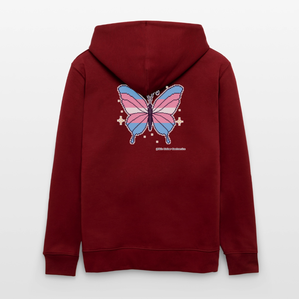 Trans-Schmetterling Kapuzenjacke - Unisex & Bio - Burgunderrot