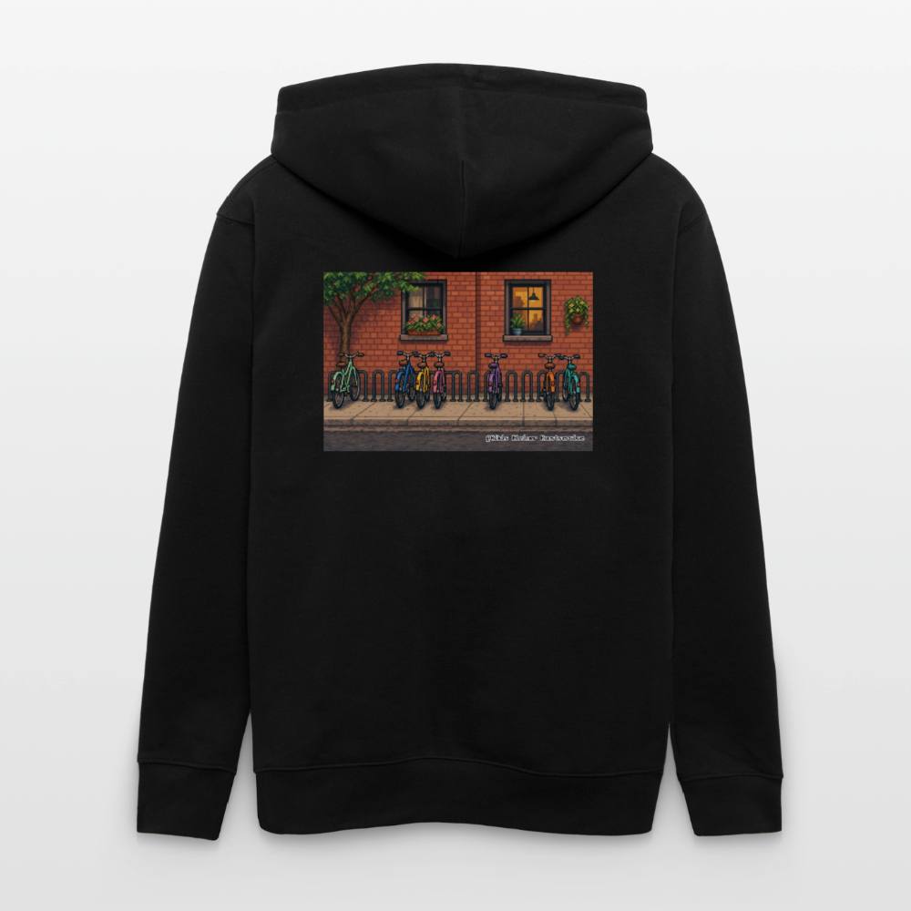 Fahrräder an der Backsteinwand Kapuzenjacke - Unisex & Bio - Schwarz