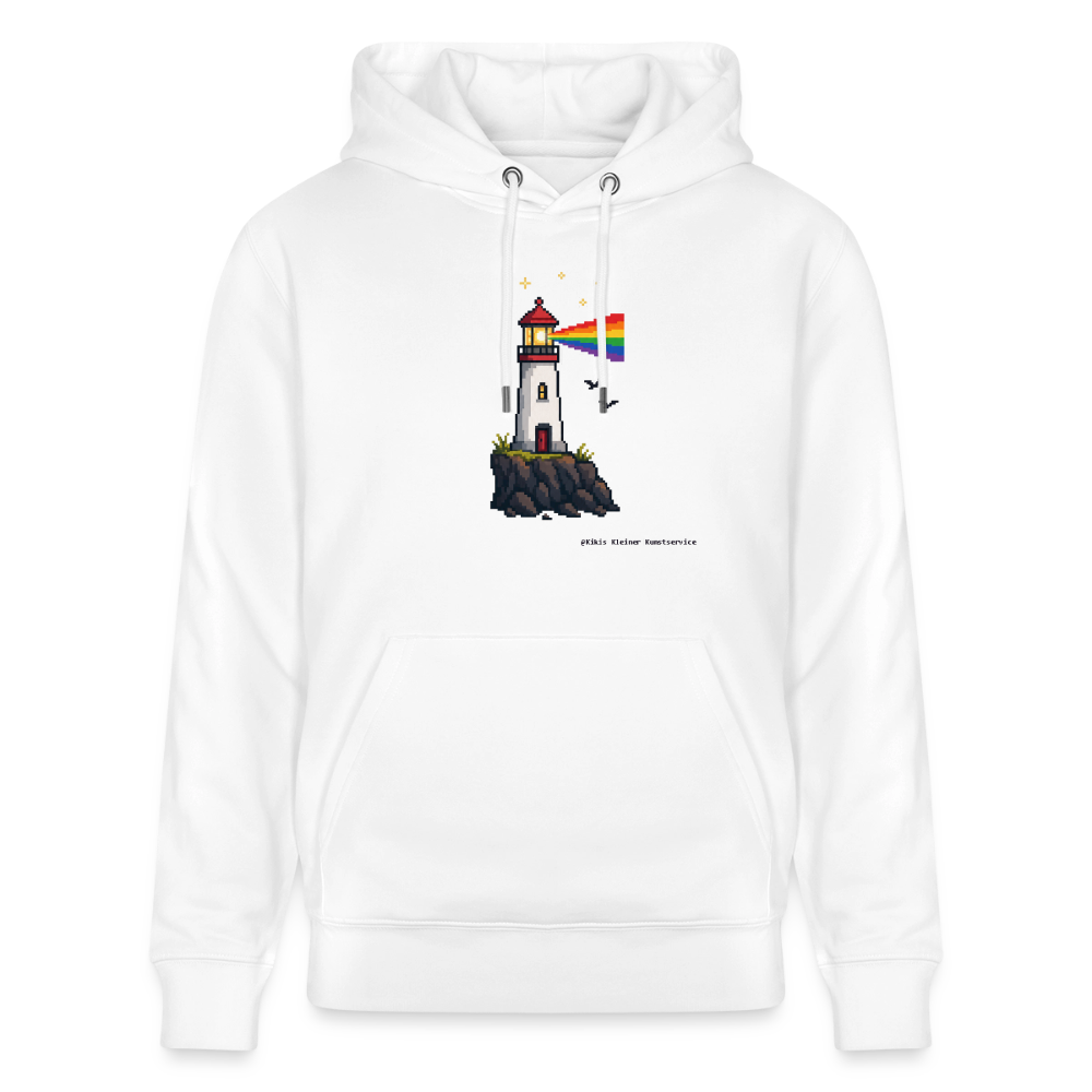Regenbogen-Leuchtturm Hoodie - Unisex & Bio - Weiß
