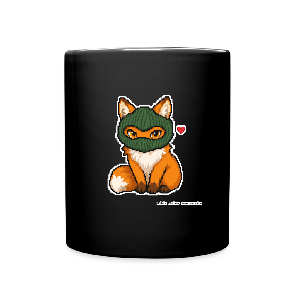 Fuchs mit grüner Sturmhaube Keramik-Tasse - Schwarz