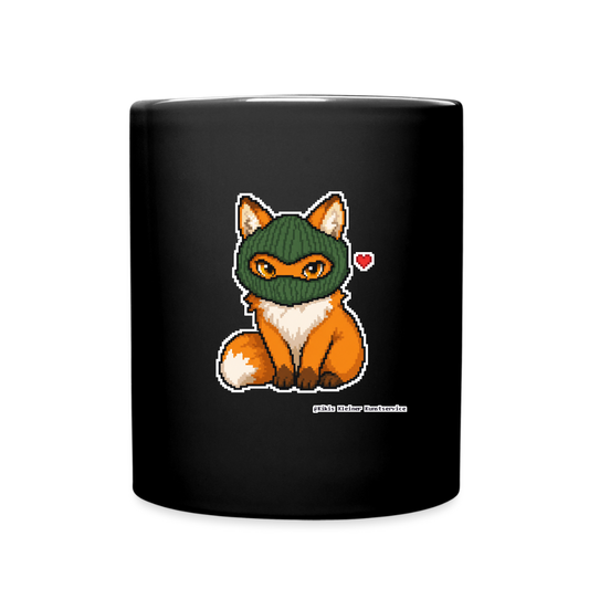 Fuchs mit grüner Sturmhaube Keramik-Tasse - Schwarz