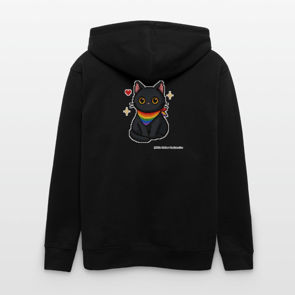 Katze mit Regenbogentuch Kapuzenjacke - Unisex & Bio - Schwarz